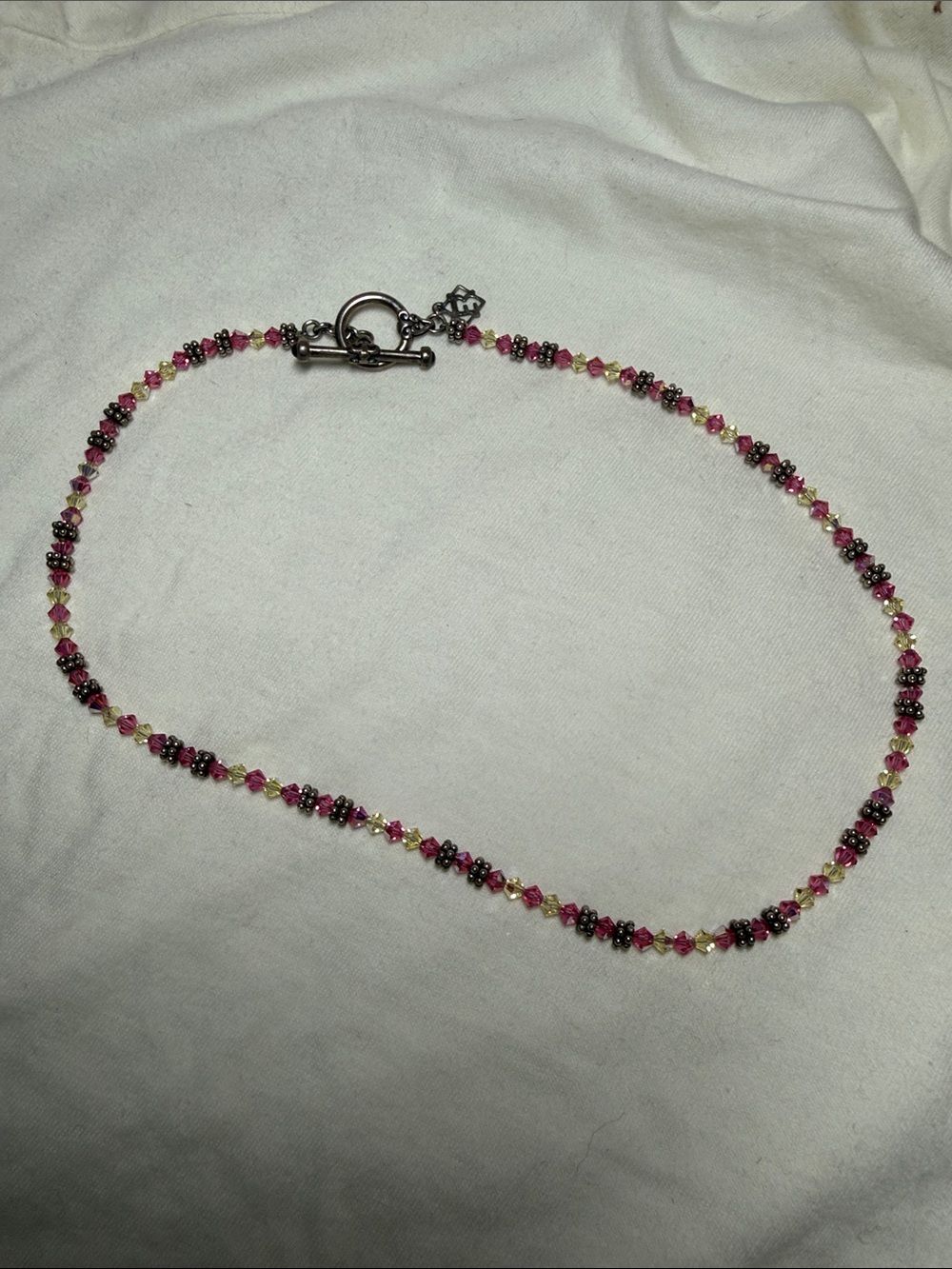 Sterling Silver Elyse Ryan Pink and Yellow Lemonade Beaded Necklace - 18”